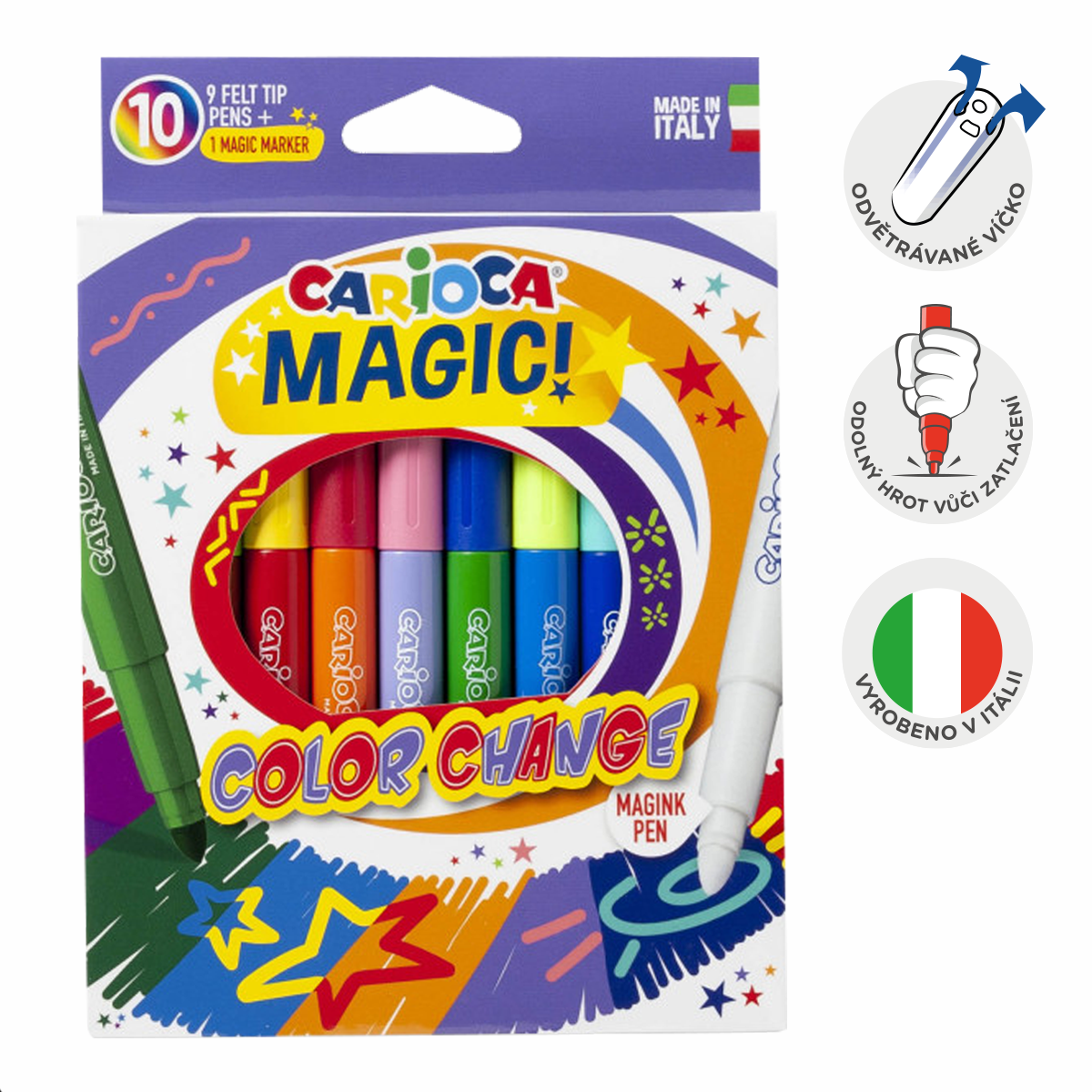 Fixy Carioca magické měnící barvu, 10 ks, mix barev