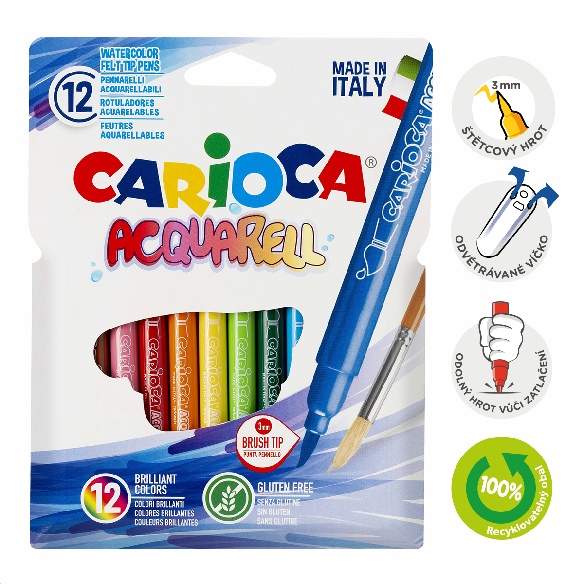 Fixy Carioca akvarelové sada 12 ks, mix barev