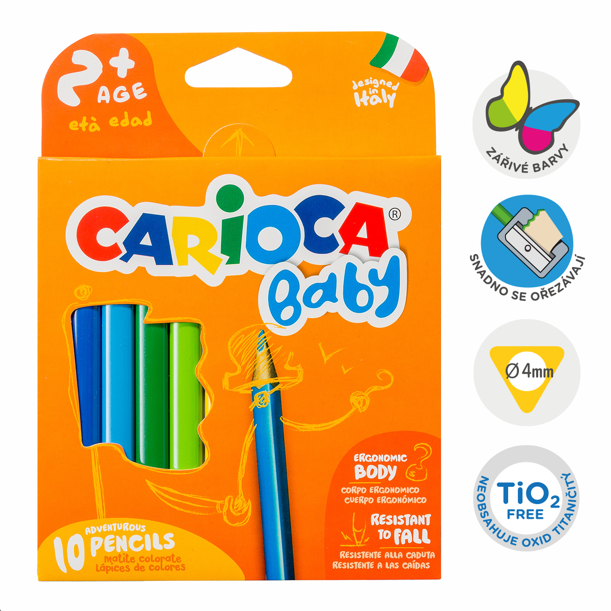 Pastelky trojhranné Carioca Jumbo Baby / 10ks