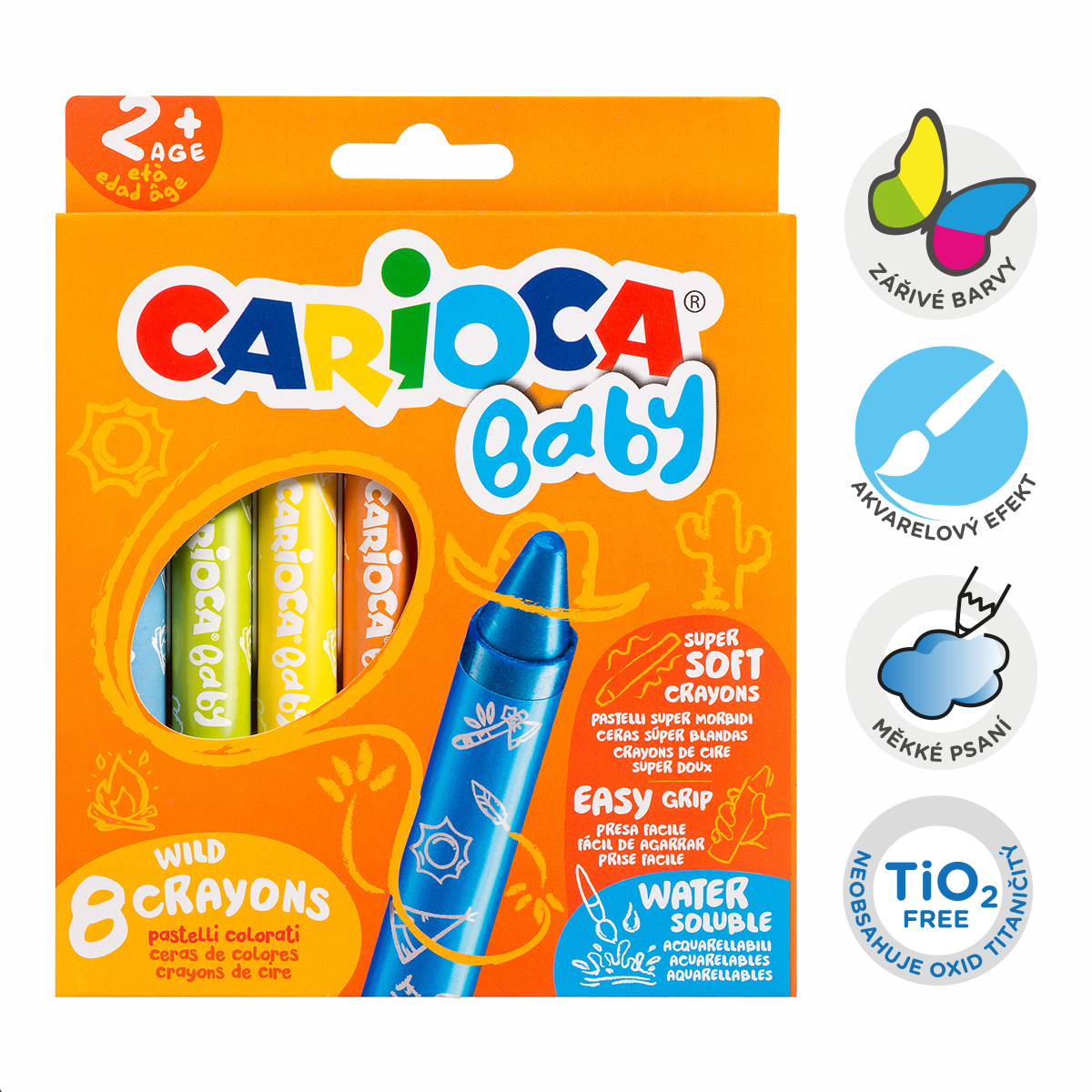 Pastelky voskové Carioca Baby Wild Jumbo / 8ks