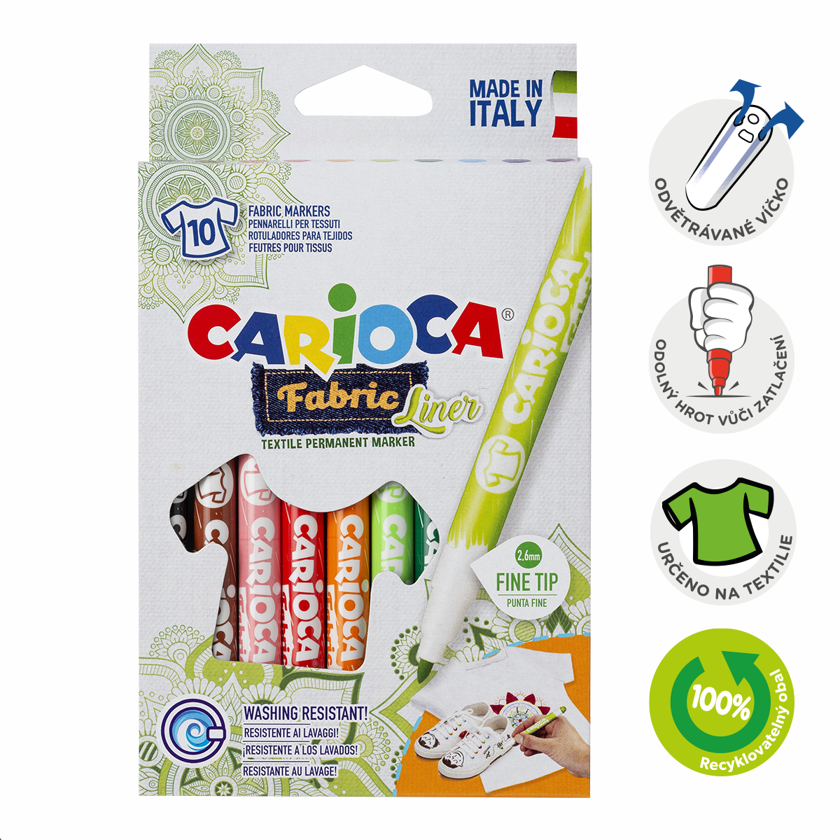 Fixy Carioca na textil tenký hrot, 10 ks