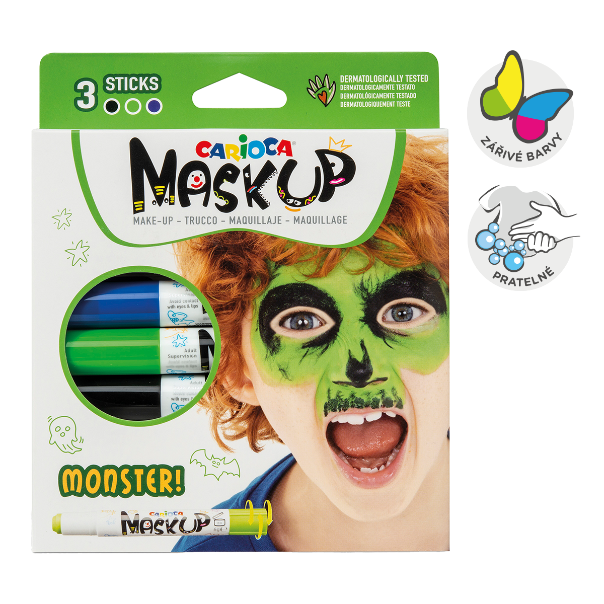 Obličejové barvy v tyčince Monster, Carioca 3 ks