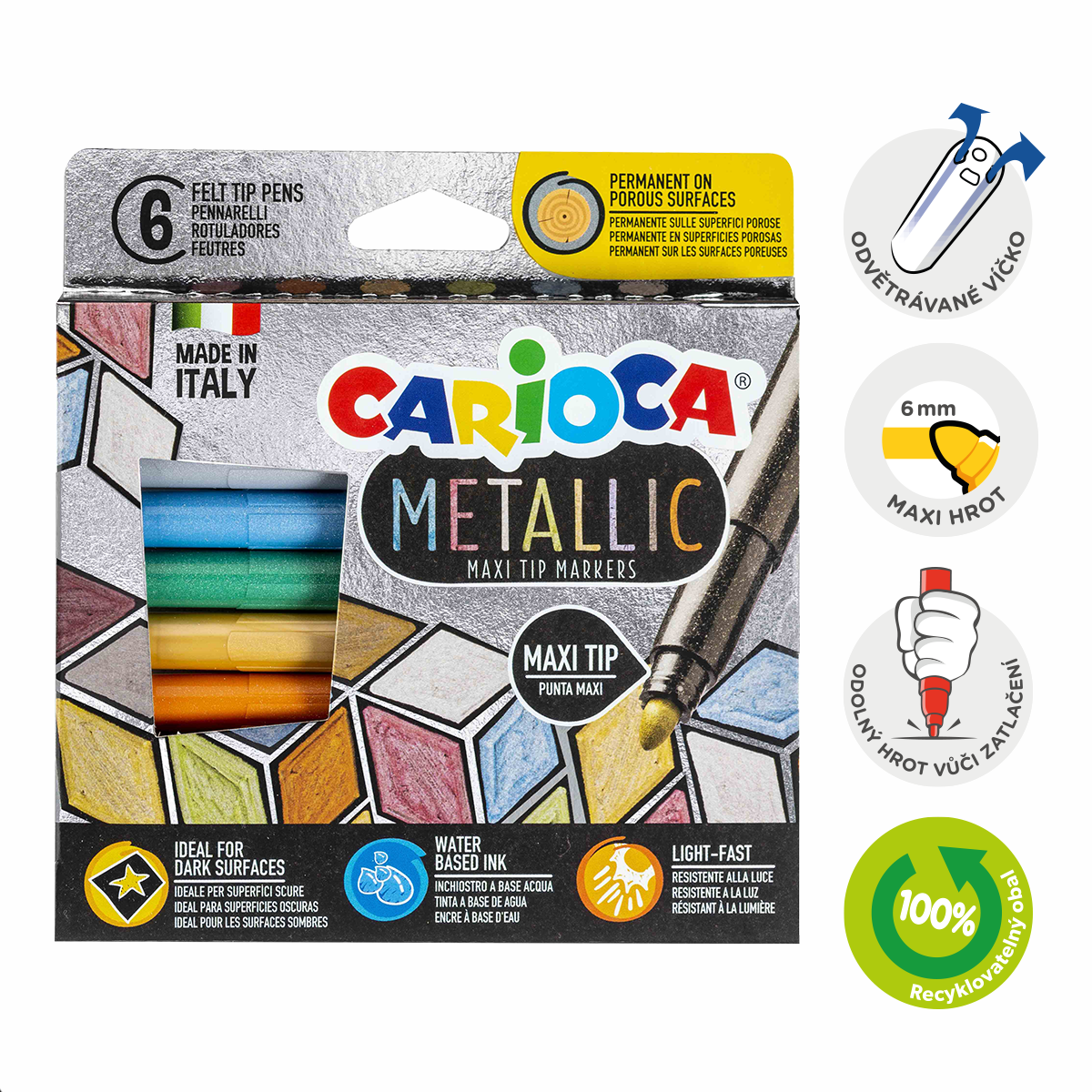 Fixy Carioca Metallic, maxi hrot, 6 ks