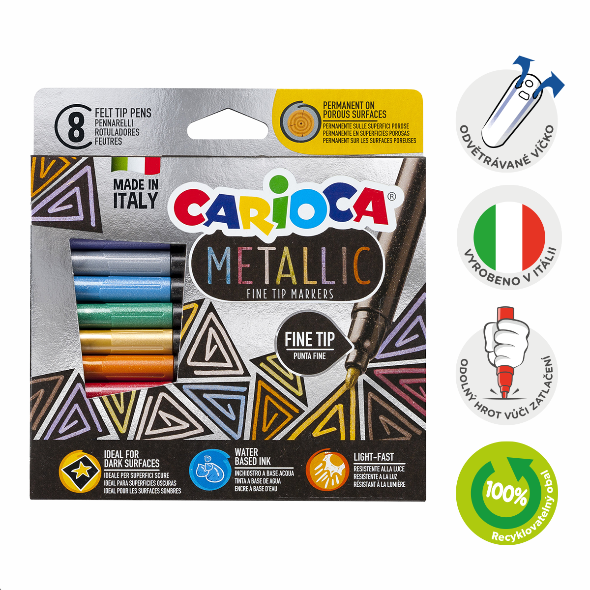 Fixy Carioca Metallic, tenký hrot, 8 ks