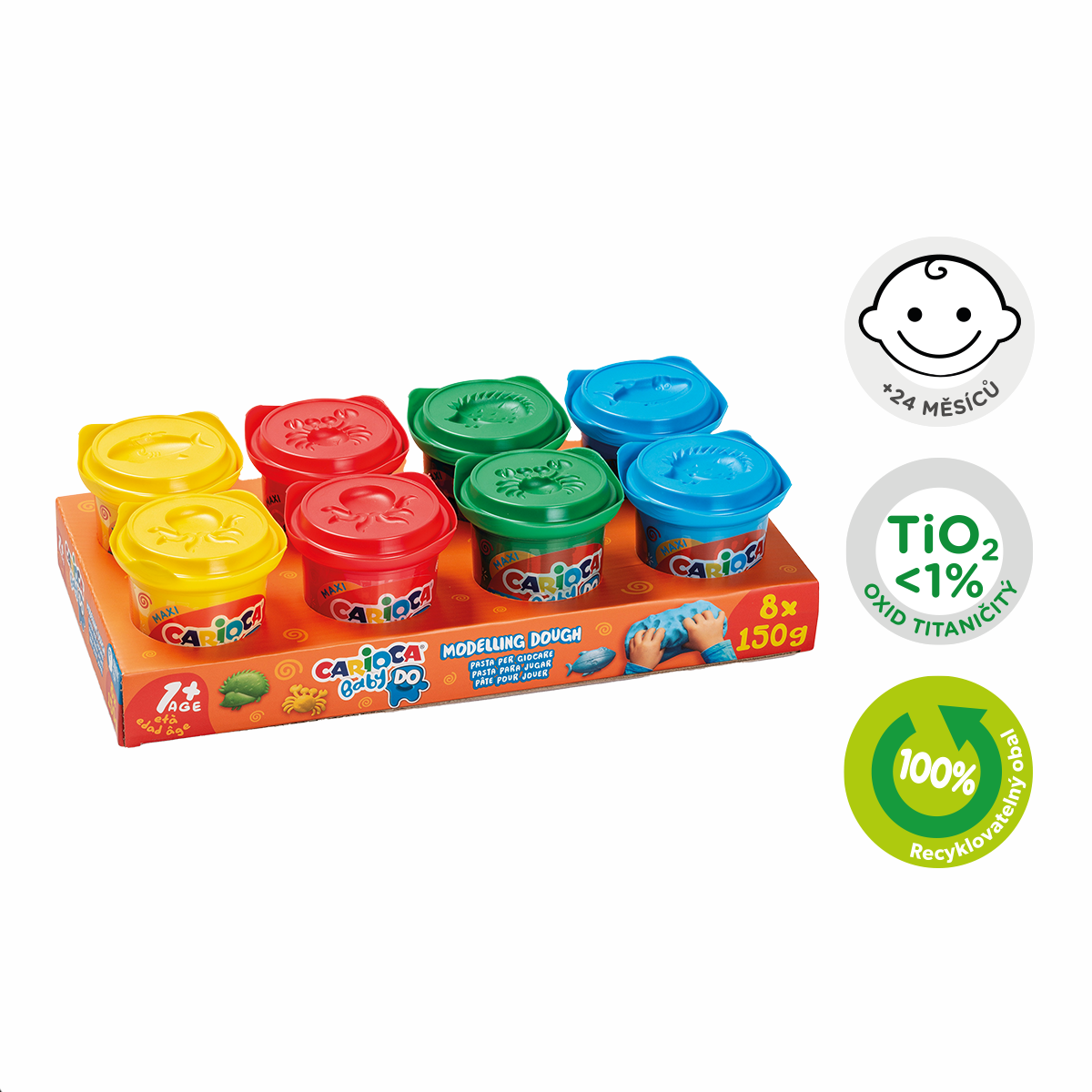 Modelovací hmota Carioca Baby Do 1+, 8 × 150 g, mix barev