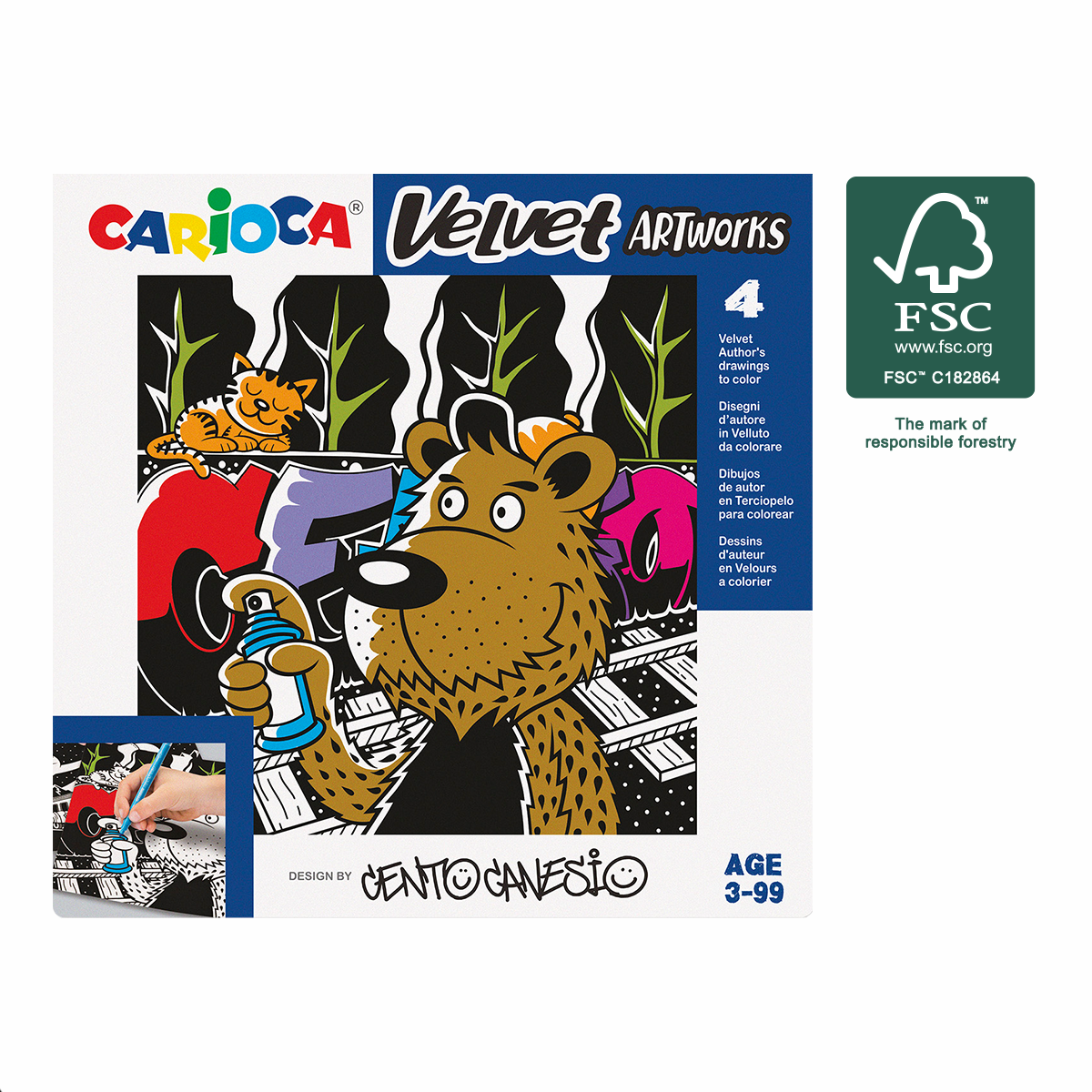 Omalovánky sametové Carioca CENTO Graffiti, 4 ks