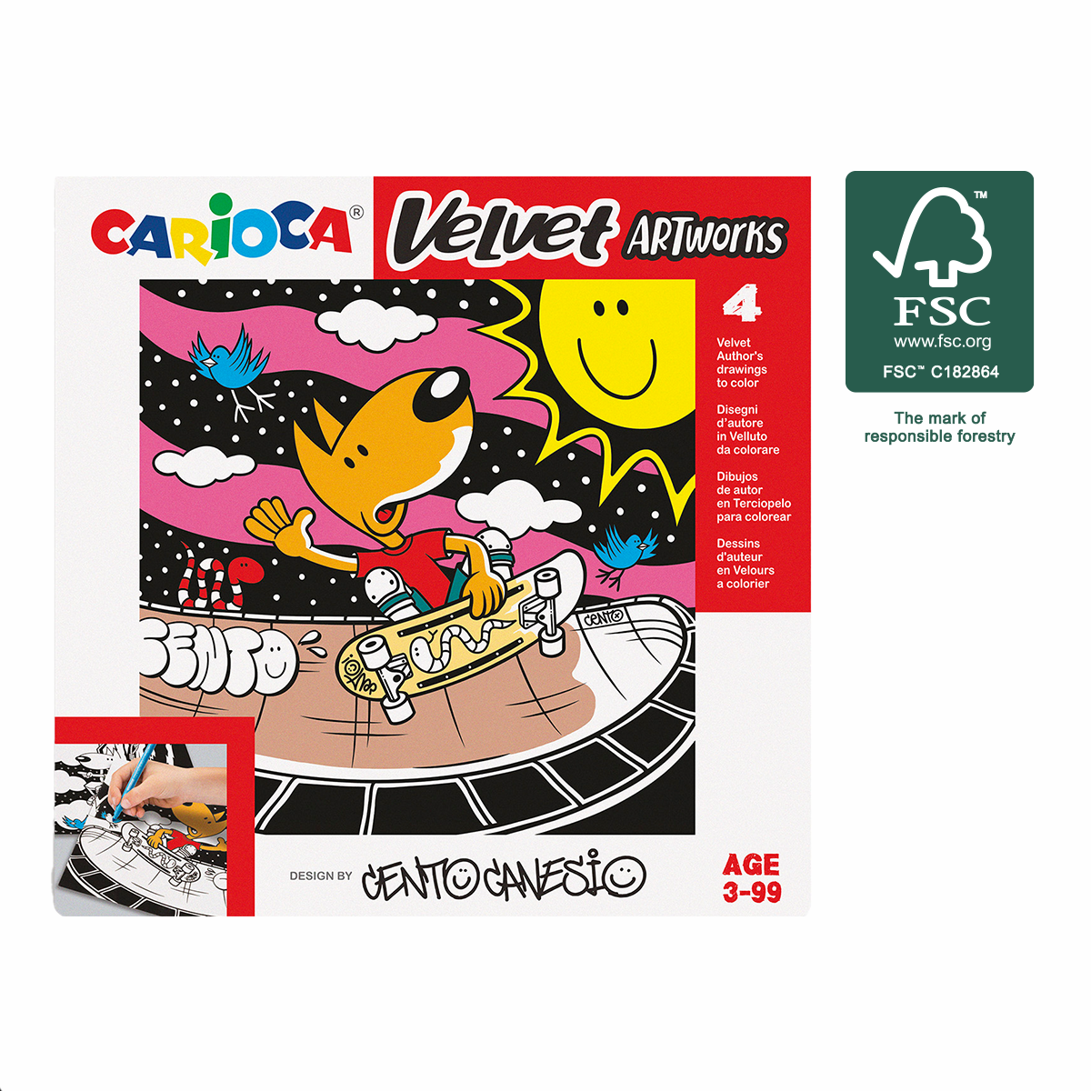 Omálovánky sametové Carioca CENTO  Sport, 4 ks