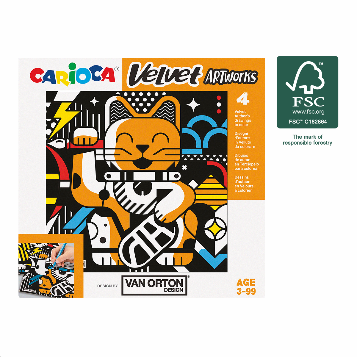Omalovánky sametové Carioca VAN ORTON Art, 4 ks