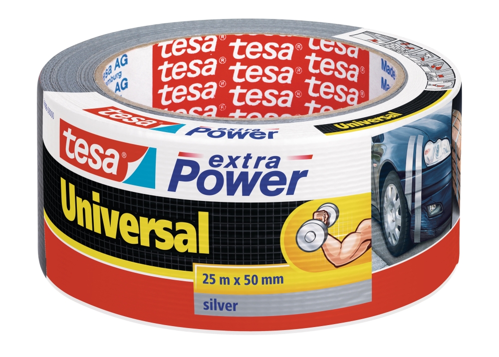 Tesa kobercová páska Extra Power stříbrná, 25 m x 50 mm, textilní