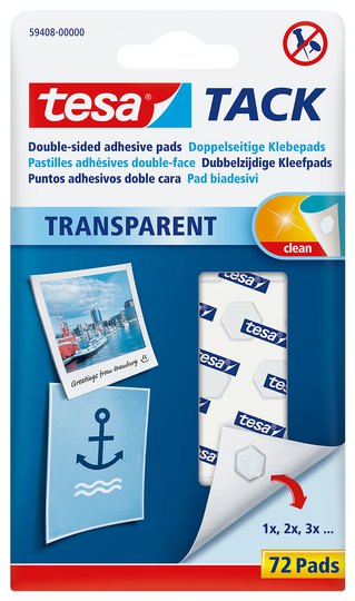 Tesa TACK - oboustranně lepicí polštářky, transparentní 72ks