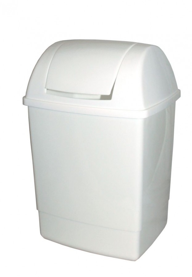 Koš KLIP odpadkový hranatý s víkem bílý, 49 x 28 x 23 cm, 26 l, plast