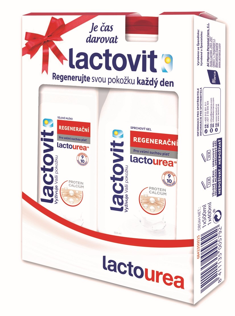 Lactovit dárková sada sprchový gel regenerační 500ml + tělové mléko 400ml