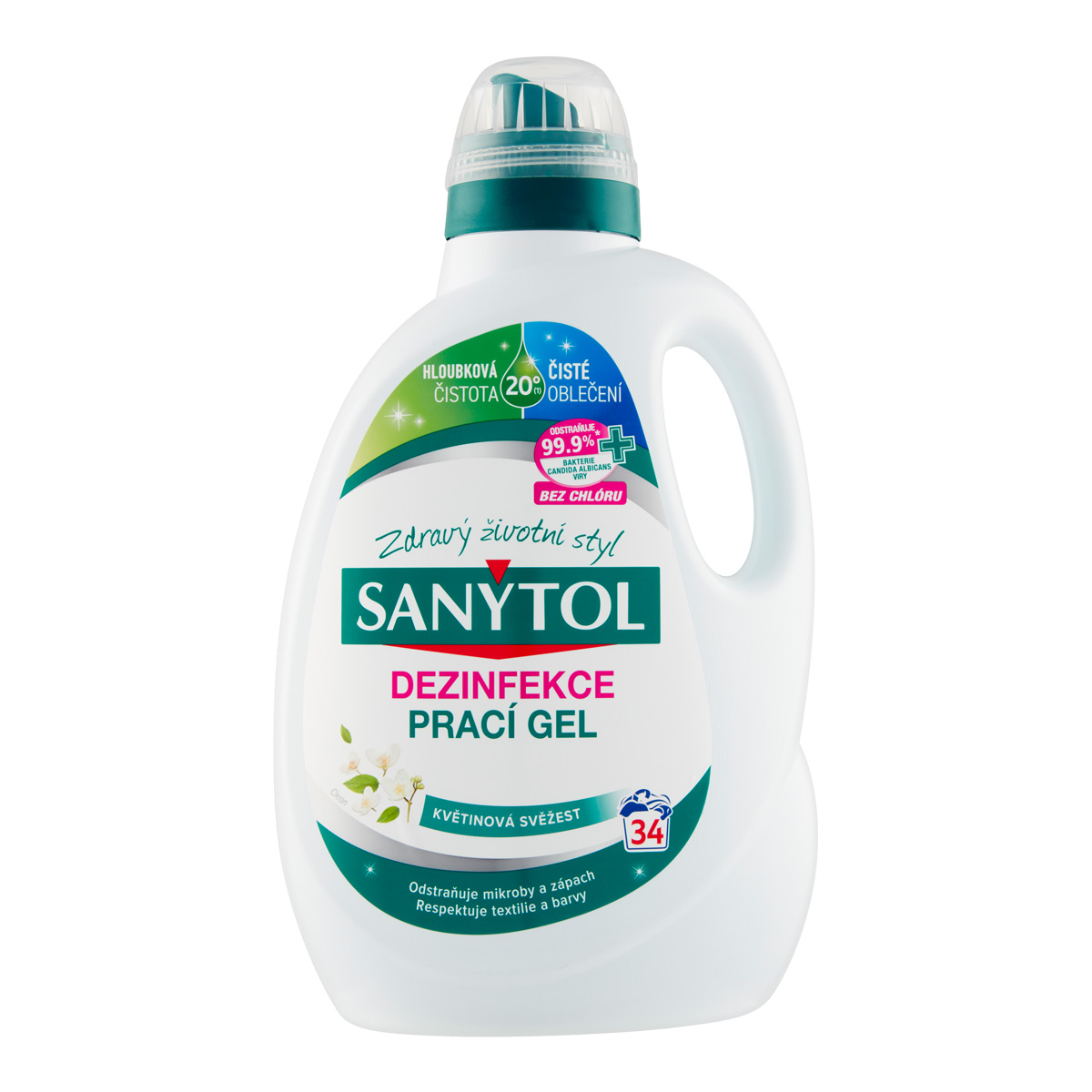 Sanytol dezinfekční prací gel 1,7 l  květinová svěžest, 34 dávek