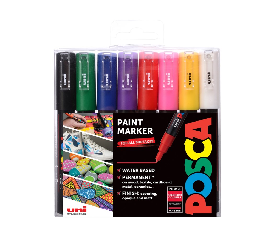 Popisovač akrylový POSCA PC-1M mix základních barev 0,7 - 1mm / 8 ks