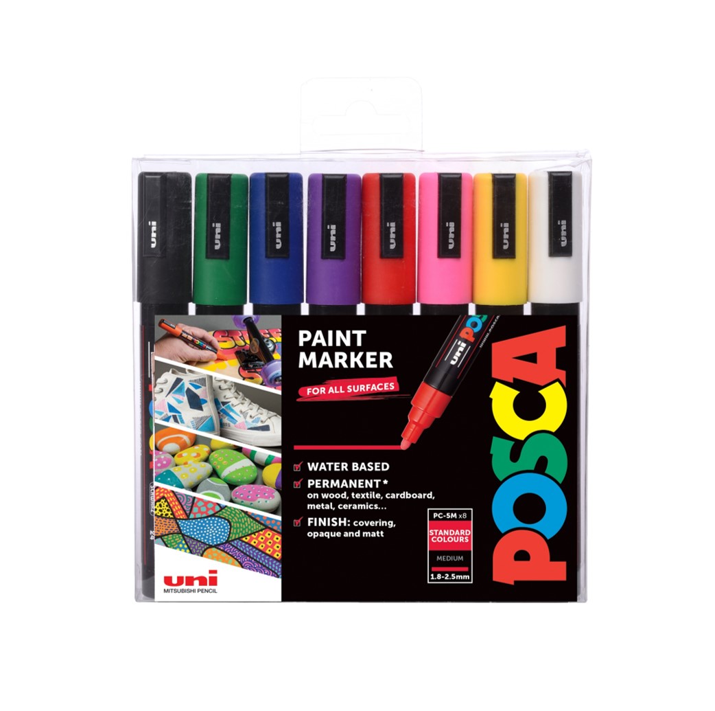 Popisovač akrylový POSCA PC-5M mix základních barev 1,8 - 2,5mm / 8 ks