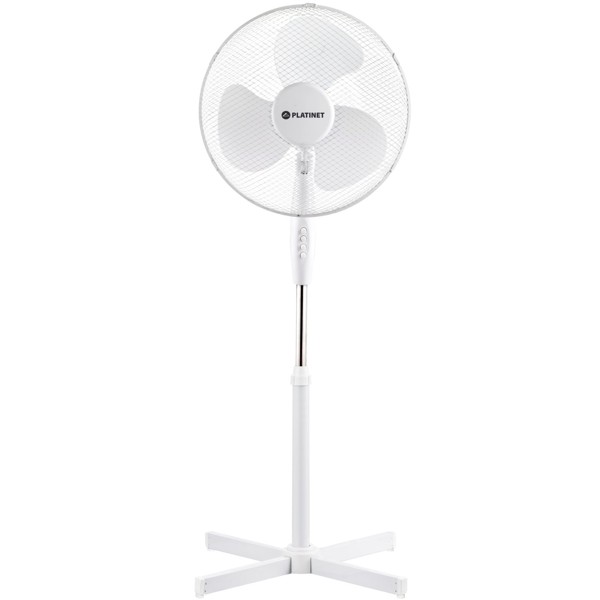 Stojanový ventilátor Platinet 40 cm, oscilace, bílá