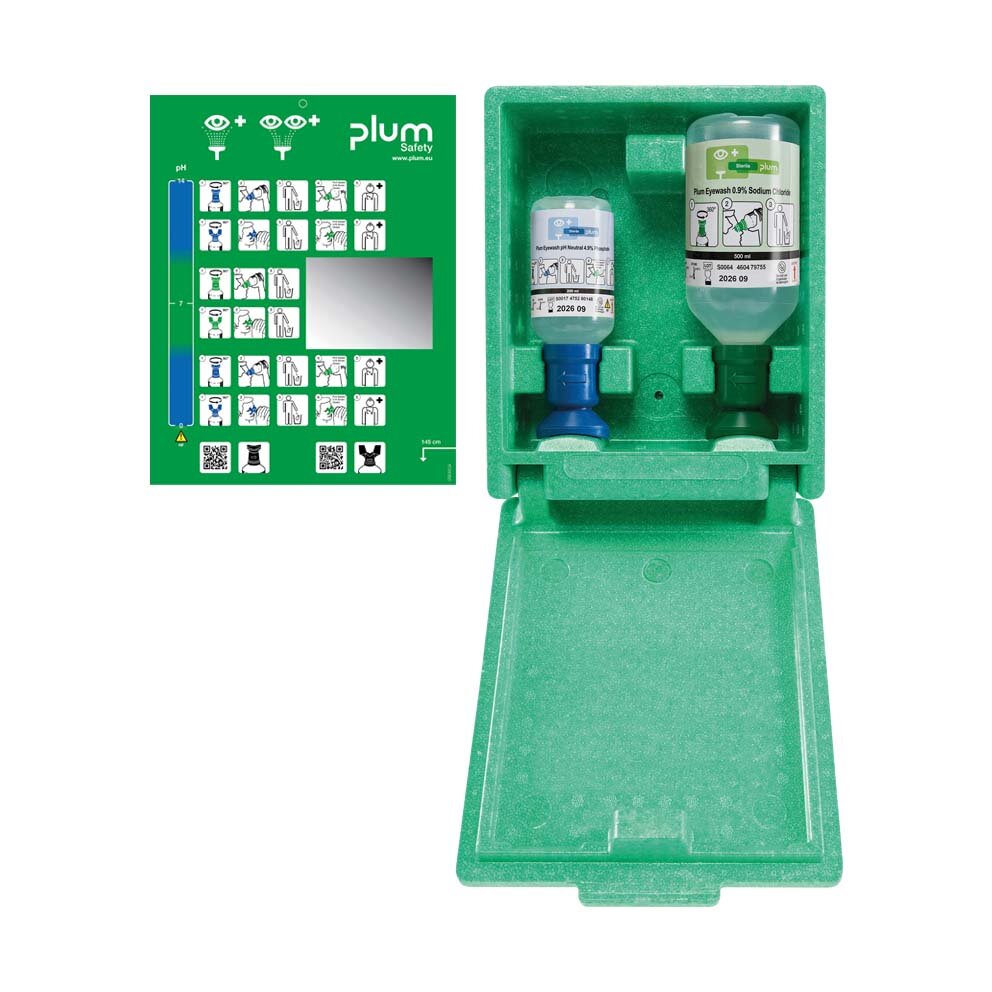 PLUM zásobník na výplach očí + 500ml 0,9%, 200ml 4,9%