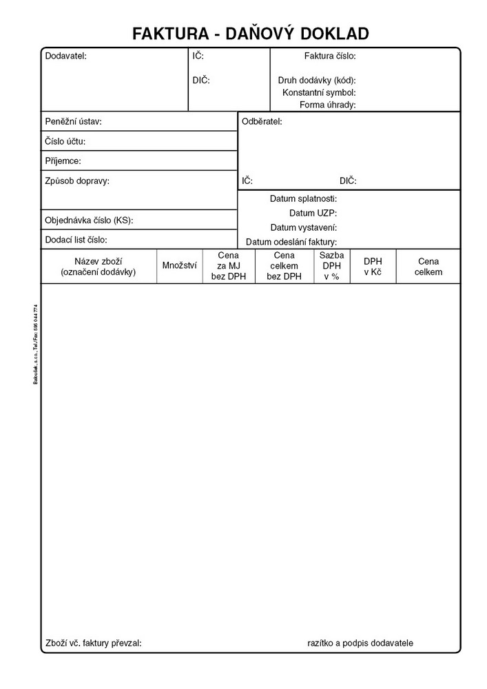 Tisk.Faktura A5 přímopropis Baloušek