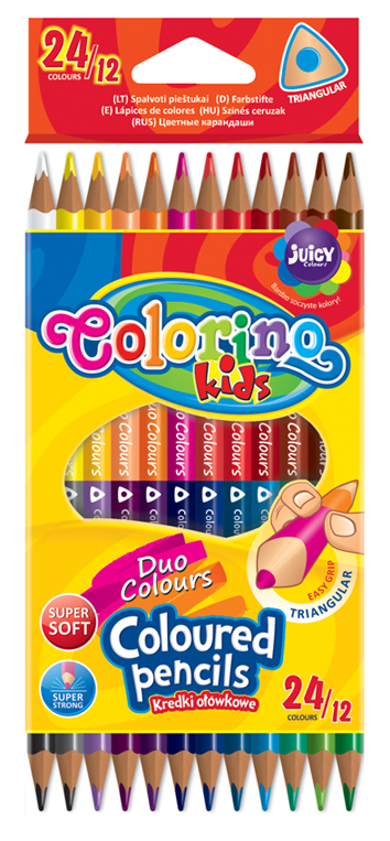 Pastelky trojhranné oboustranné 24 barev (12 ks) Colorino Kids