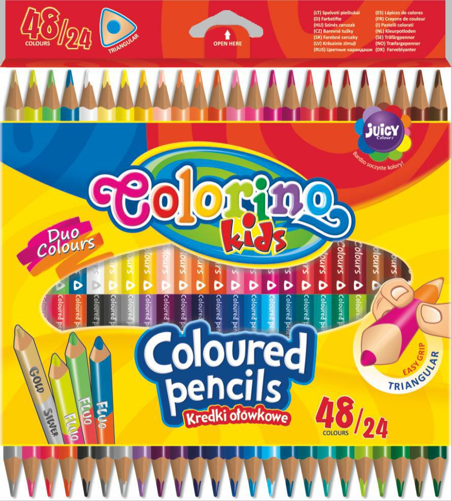 Pastelky trojhranné oboustranné 48 barev (24 ks) Colorino Kids