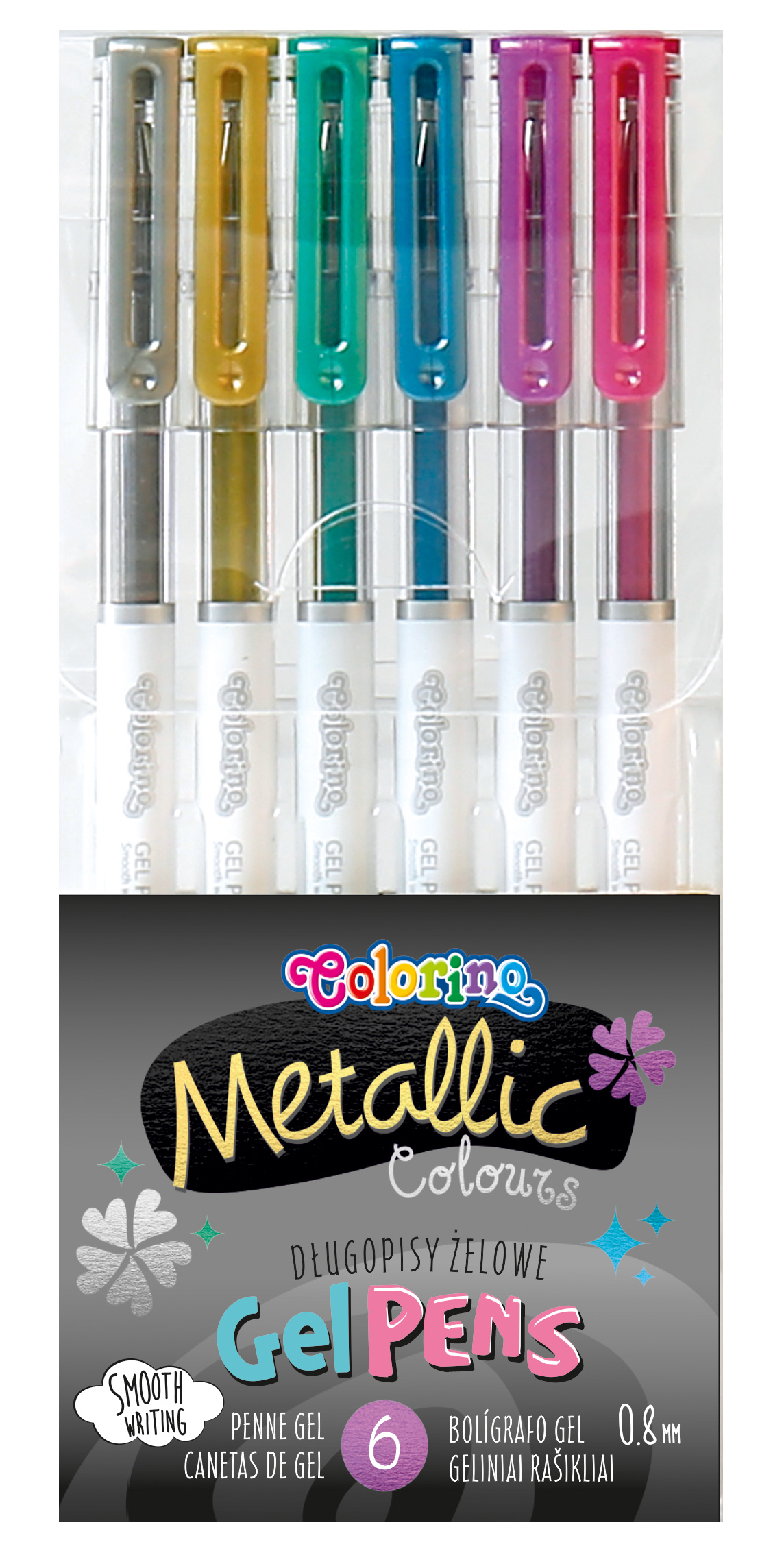 Gelové rollery Colorino metalické barvy 6 ks - sada