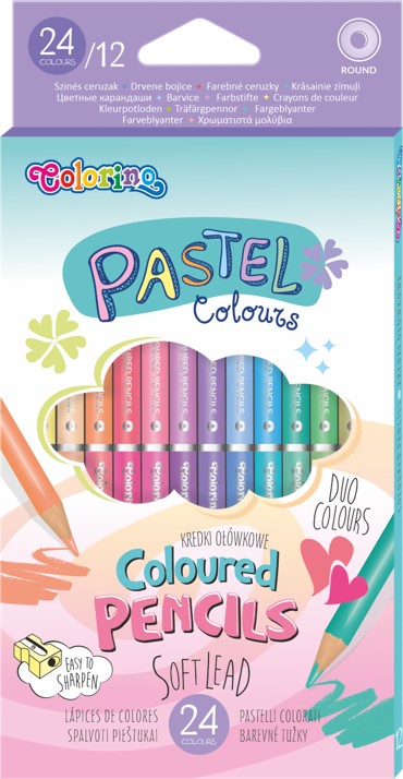Pastelky Colorino pastelové barvy oboustranné kulaté 12 ks