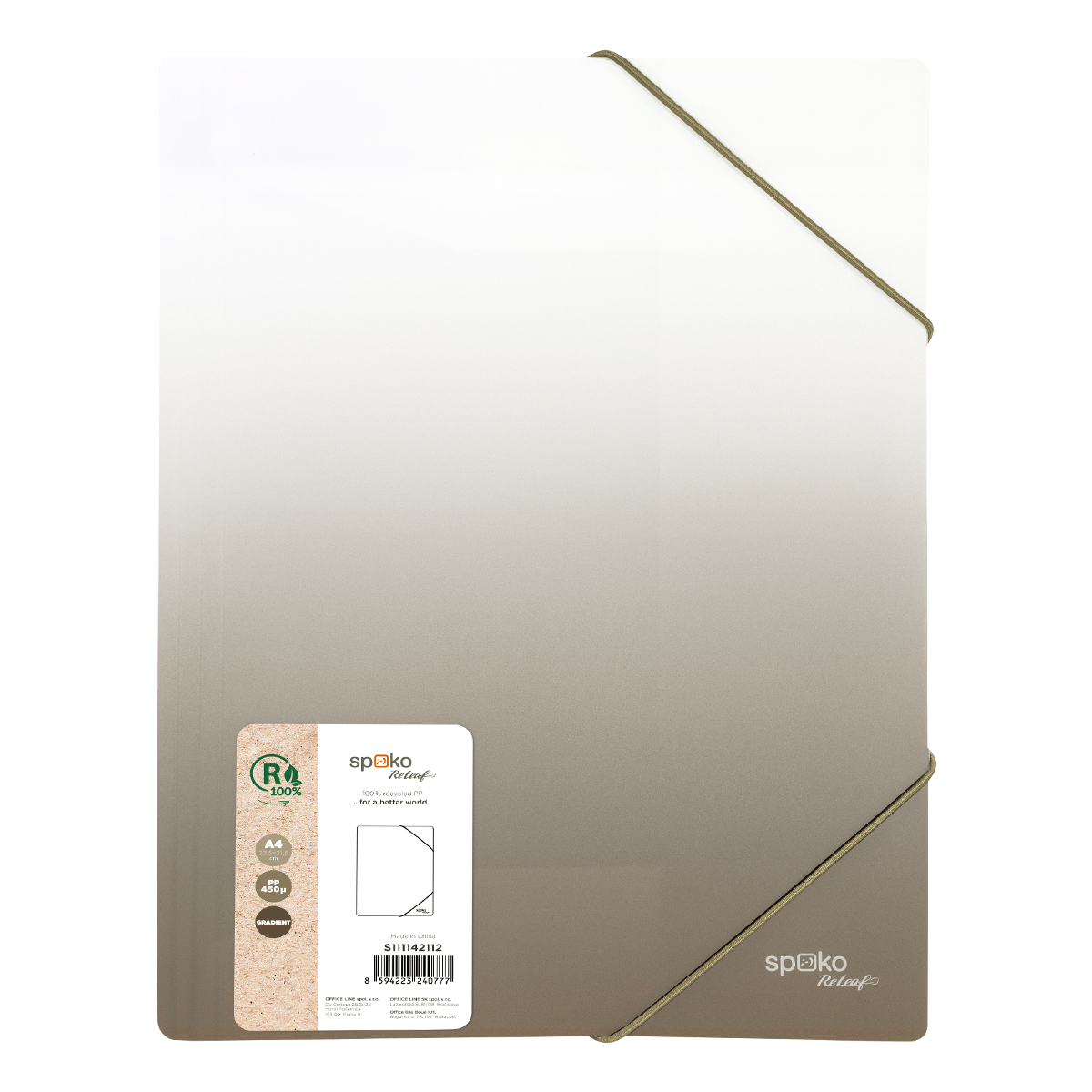 Desky s gumičkou Spoko ReLeaf, A4, PP, Gradient, šedé