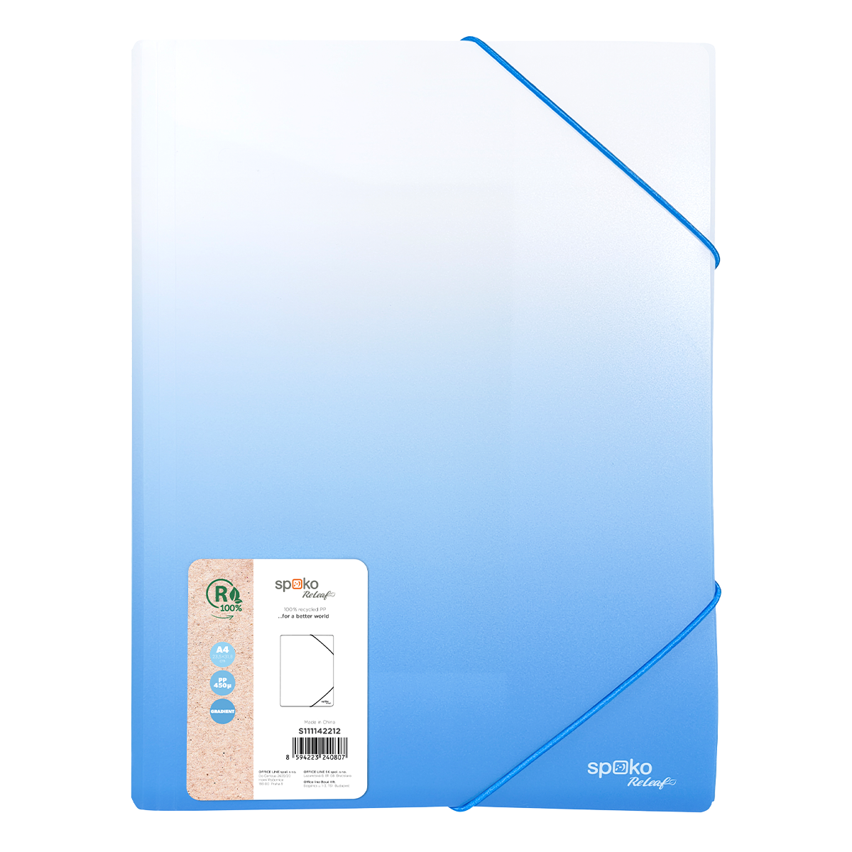 Desky s gumičkou Spoko ReLeaf, A4, PP, Gradient, modré