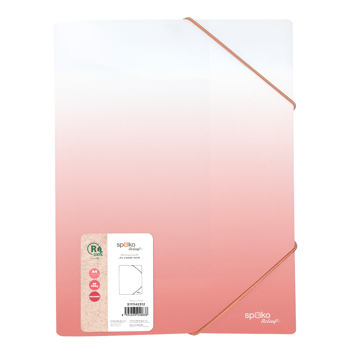 Desky s gumičkou Spoko ReLeaf, A4, PP, Gradient, růžové
