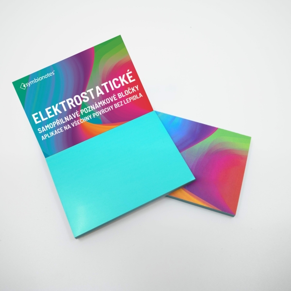 Poznámkové bločky elektrostatické Symbio 70x100 mm tyrkysové