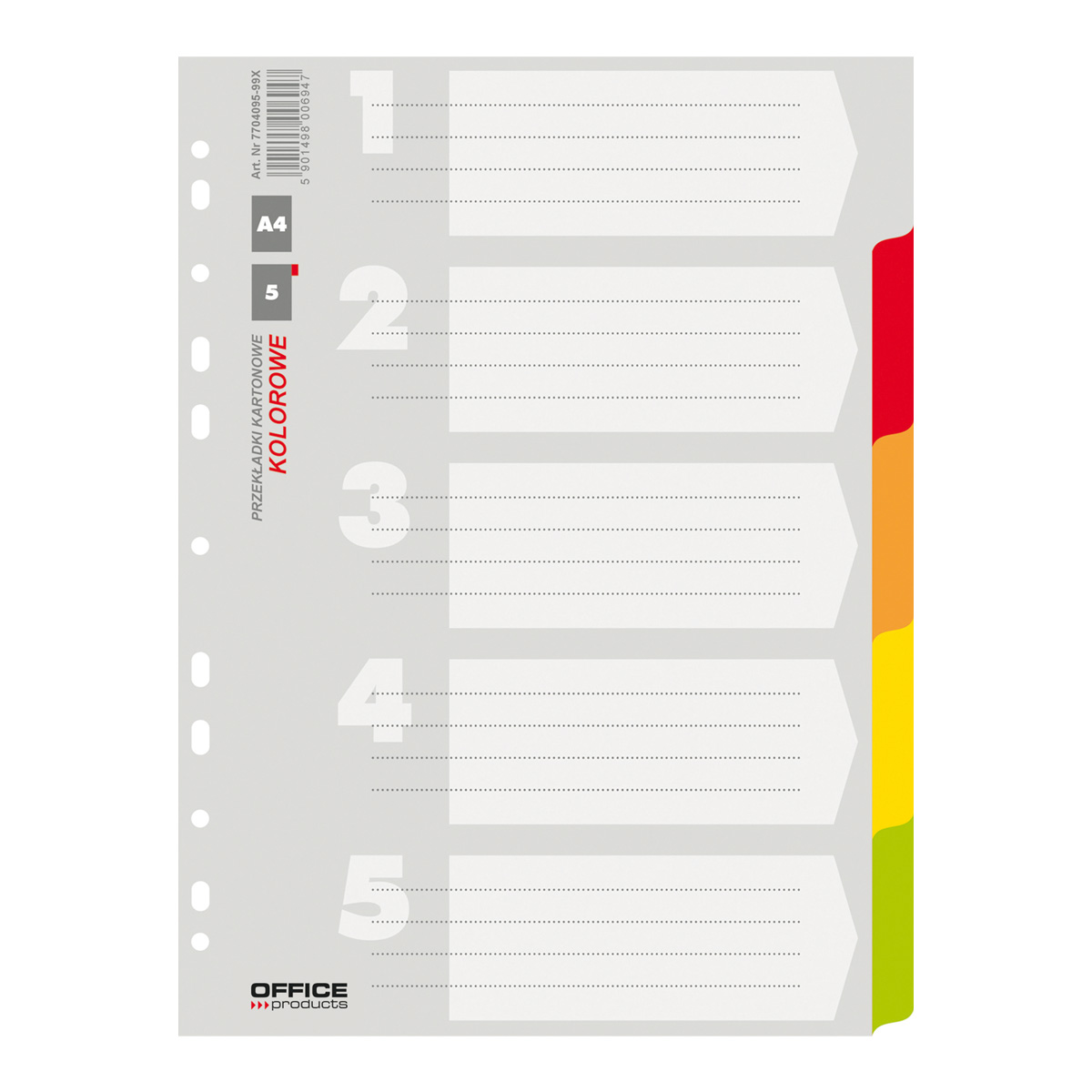 Rozdružovač A4 kartonový obyčejný 1-5 mix barev Office products