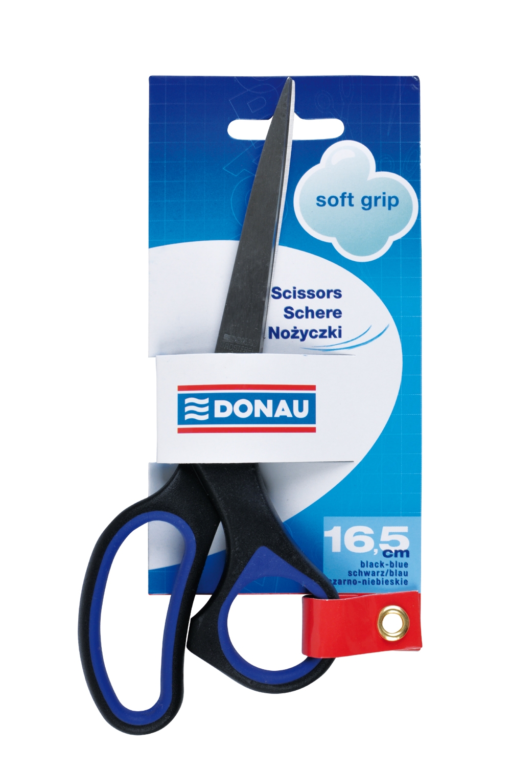Nůžky kancelářské Donau Soft Grip 16,5 cm odolné, černo-modré