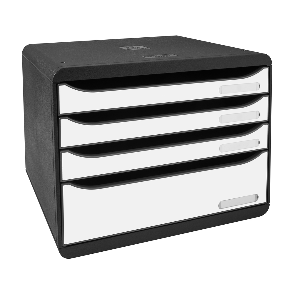 Exacompta zásuvkový box, A4 maxi, 4 zásuvky, PS, černo-bílý