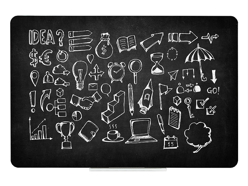 Tabule černá magnetická 57 x 87 cm bezrámová na křídy a křídové popisovače