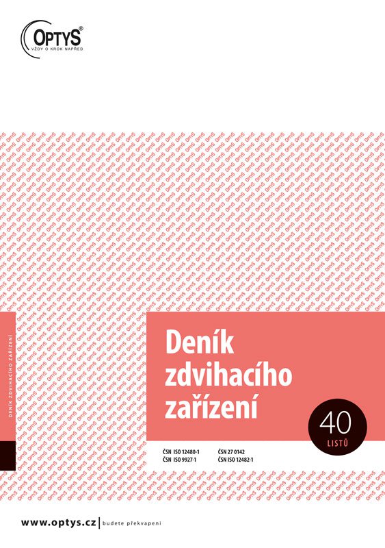 Deník zdvihacího zařízení (jeřábu aj.) A4, 40 listů