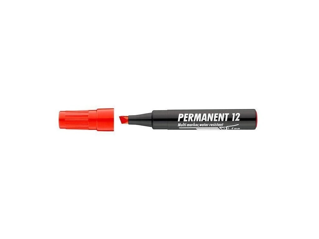Popisovač ICO Permanent 12, 1-5mm, zkosený červený