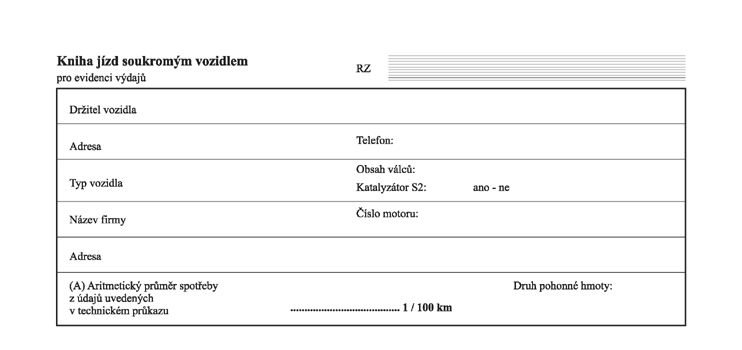 Tisk.Kniha jízd s.v.1/3A4 soukromé vozidlo