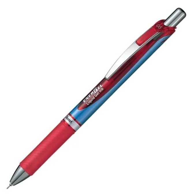 Pero gelové PENTEL BLN 75 červený roller 0,5 mm EnerGel