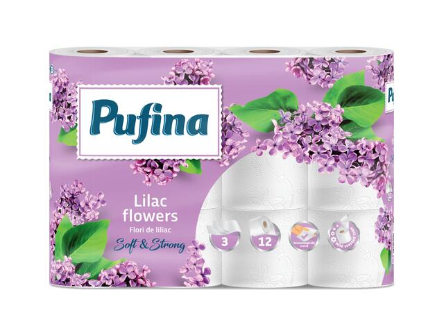 Toaletní papír 3-vrstvý Pufina s vůní šeříku / 12 rolí