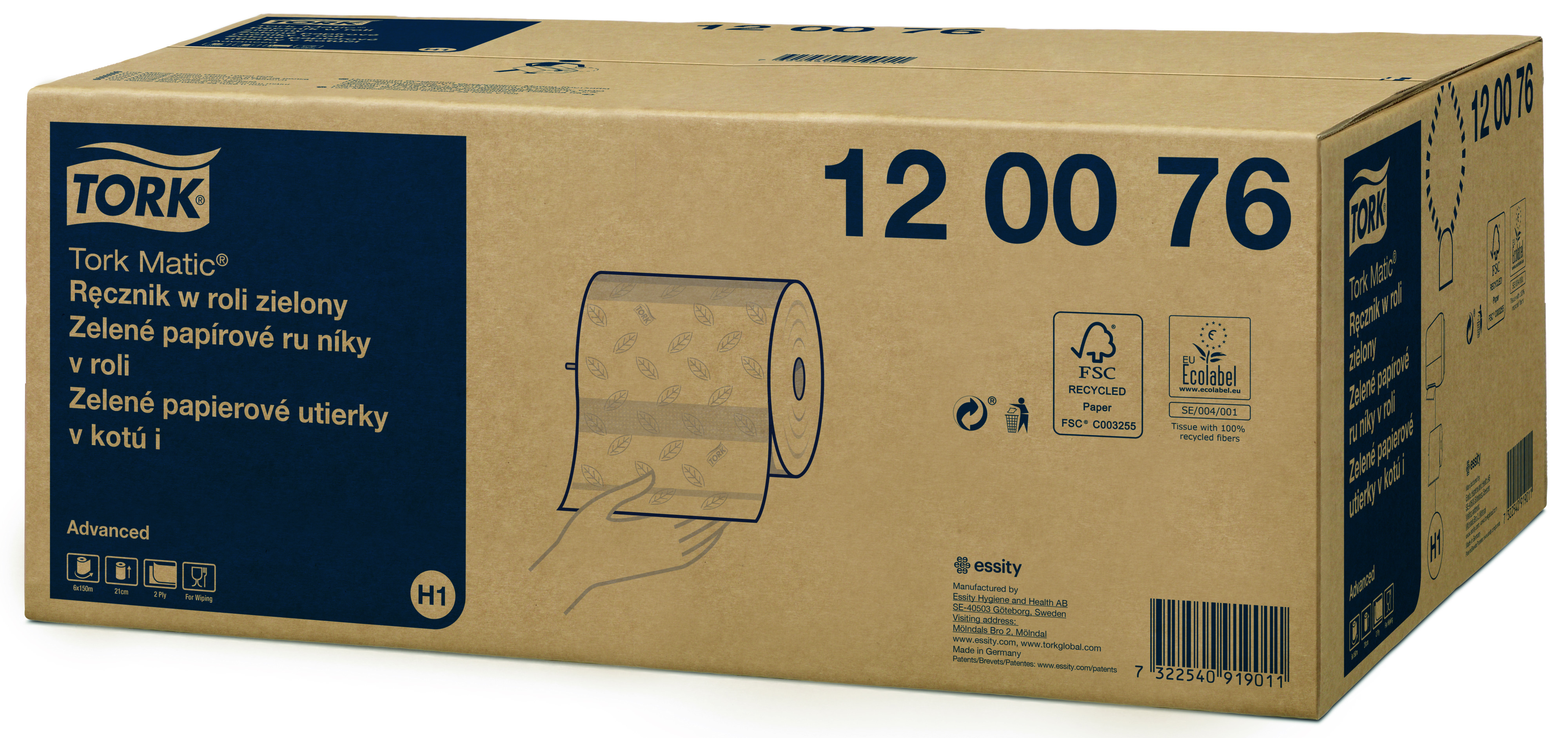 Tork papírové utěrky v roli zelené Matic 280 m, Ø 19 cm (H1) 120076/ 6 rolí
