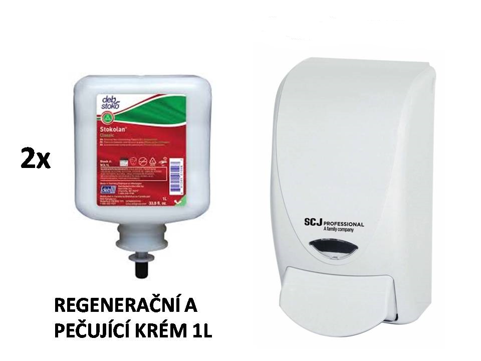 Regenerační a pečující krém Stokolan Classic 1l + Dávkovač Proline bílý na 1l patrony přípravků Deb