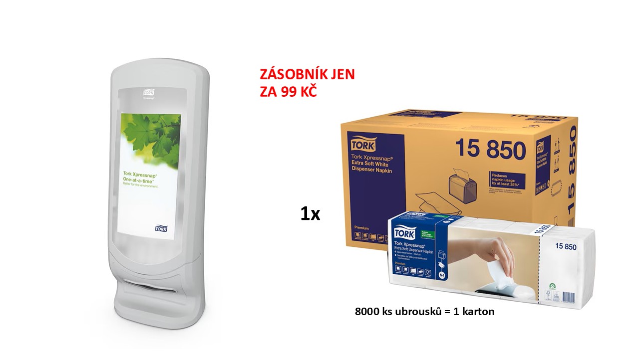Tork zásobník stojanový na papírové ubrousky 272213 + 1x karton ubrousků Tork 15850 / 8000 ks