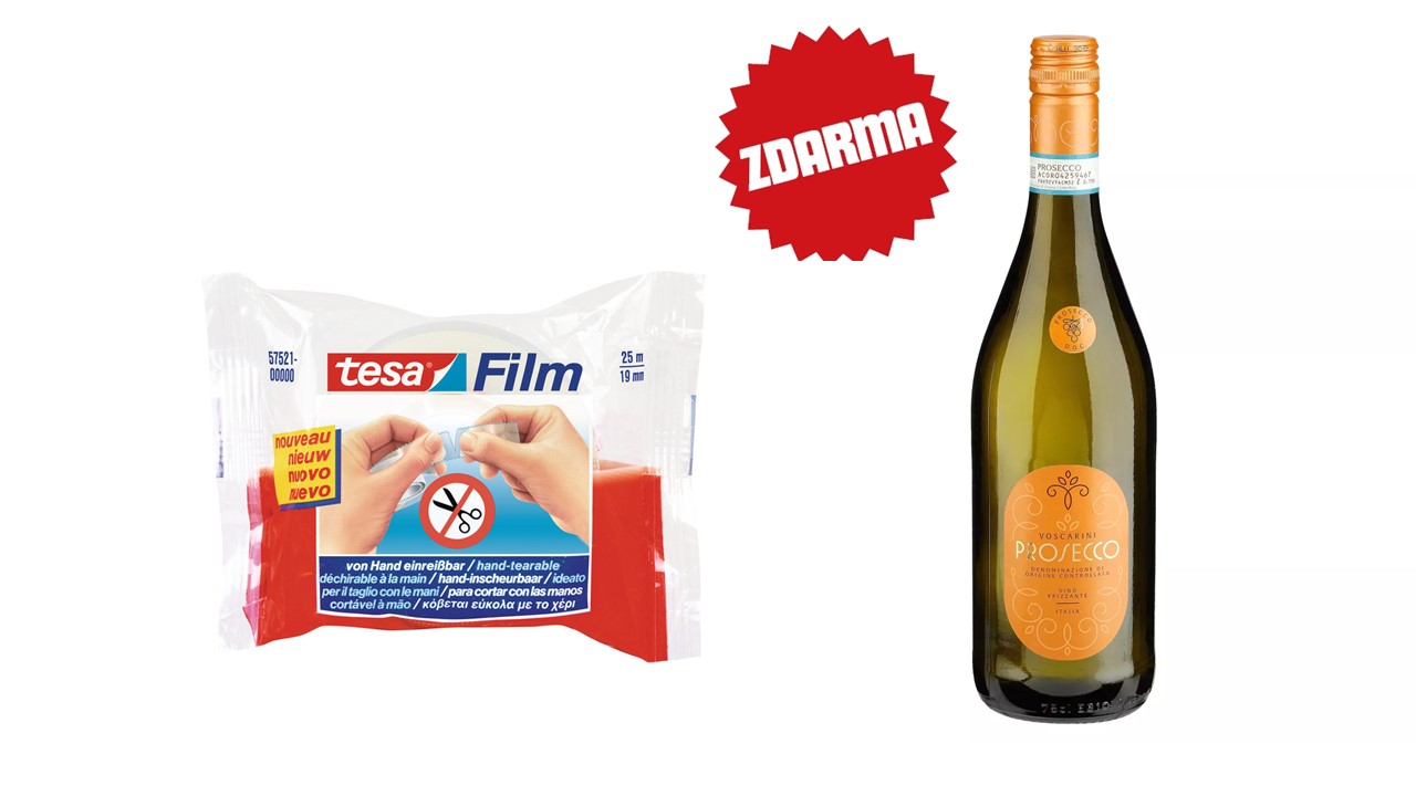 Lepicí páska TESA 19mm x 25m rukou trhatelná transparentní + dárek Prosecco 0,75l