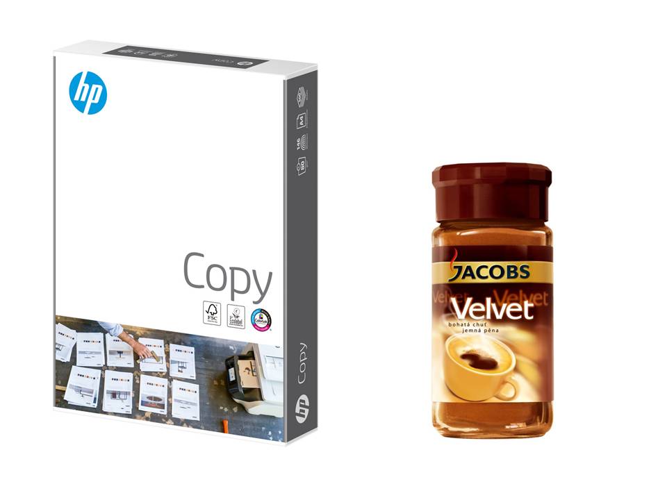 Papír kopírovací HP Copy A4 80g 500 listů + rozpustná káva Jacobs Velvet 200g