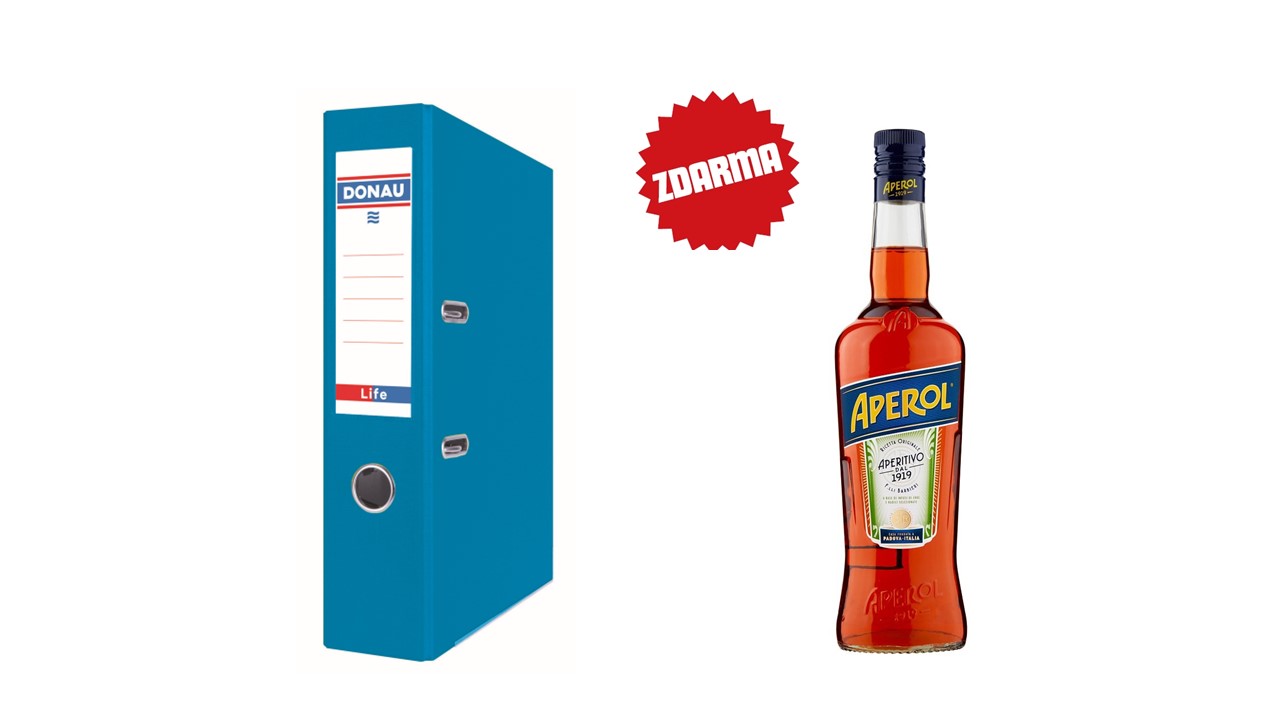 Pořadač pákový A4 Donau LIFE 75mm neonově modrý + dárek Aperol 0,7l