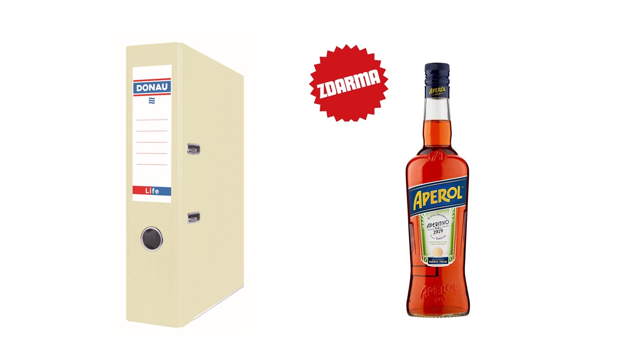 Pořadač pákový A4 Donau LIFE 75mm pastelově žlutý + dárek Aperol 0,7l
