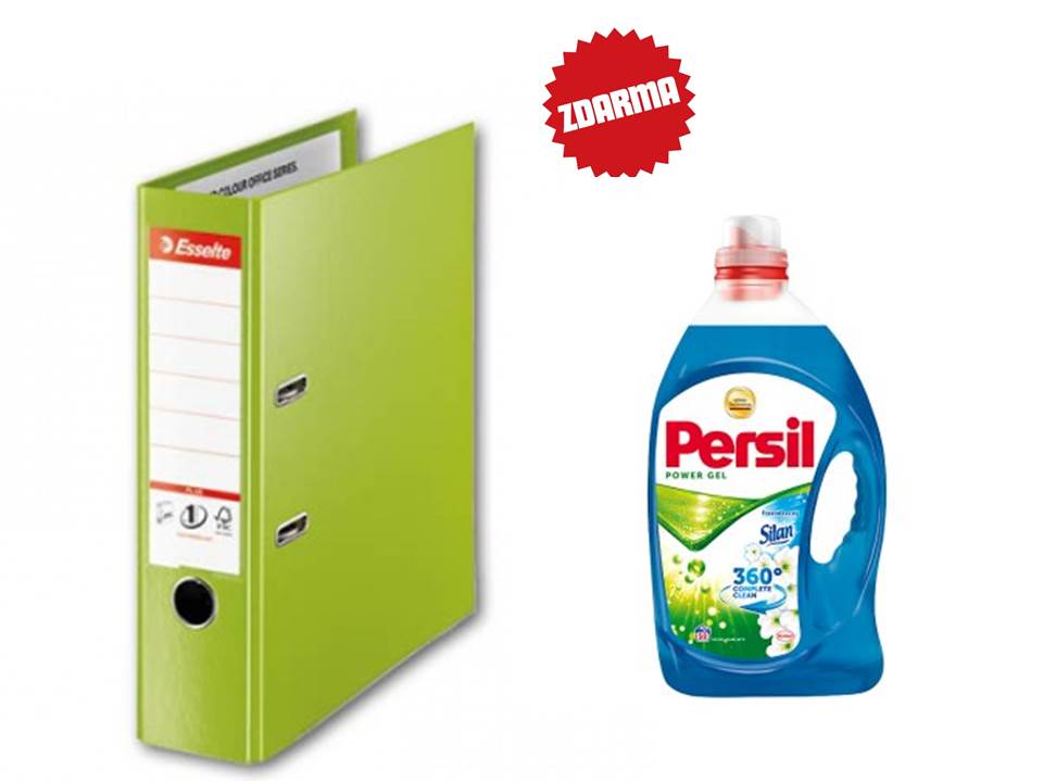 5x Pořadač pákový Esselte No.1 POWER A4 maxi 8 cm VIVIDA zelený + Persil prací gel 20 PD