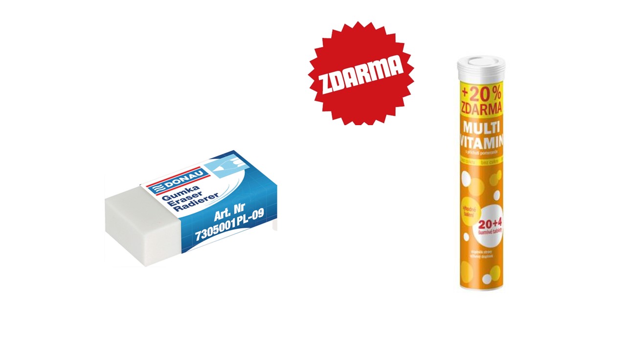 Pryž Donau univerzální 41 x 21 x 11 mm, bílá + dárek Multivitamin šumivý 20 + 4 tablet