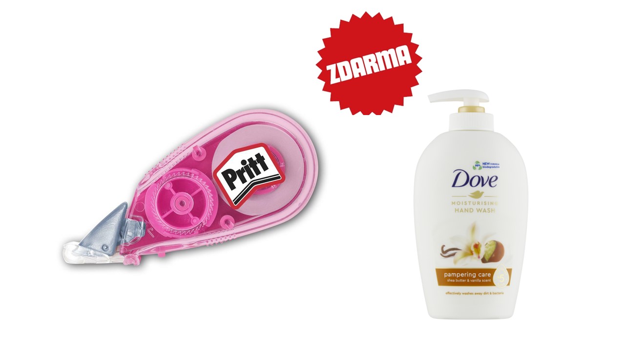 Opravný roller PRITT 5mm x 6m strojek jednorázový Micro Rolly + dárek mýdlo Dove s pumpičkou 250ml