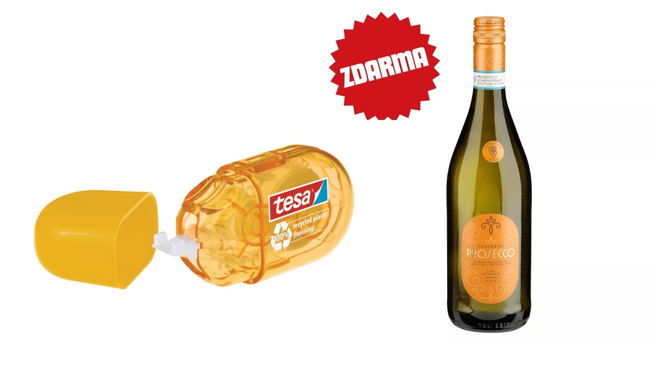 Opravná páska TESA 5mm x 6m Eco logo jednorázová + Prosecco 0,75l